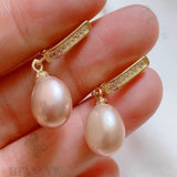 Pink Baroque Pearl Earrings 18k Zircon Hook Accessory