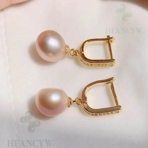 Pink Baroque Pearl Earrings 18k Zircon Hook Accessory