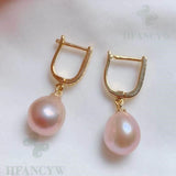 Pink Baroque Pearl Earrings 18k Zircon Hook Accessory