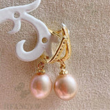Pink Baroque Pearl Earrings 18k Zircon Hook Accessory