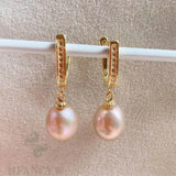 Pink Baroque Pearl Earrings 18k Zircon Hook Accessory