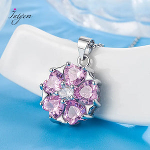 Heart Zircon Pendant Necklace Flower-shaped Pendant Female Jewelry