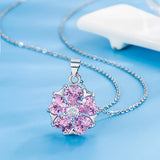 Heart Zircon Pendant Necklace Flower-shaped Pendant Female Jewelry