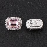 Pink Multicolor Crystal Oblong Clip Earrings Rhinestones