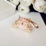 Pink Princess Carriage Charm Women Handbag Zipper Key Chains Small Pendant
