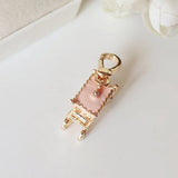 Pink Princess Carriage Charm Women Handbag Zipper Key Chains Small Pendant
