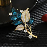Plant Series Crystal Brooches Women Clothing Coat Jewelry Party Accessories