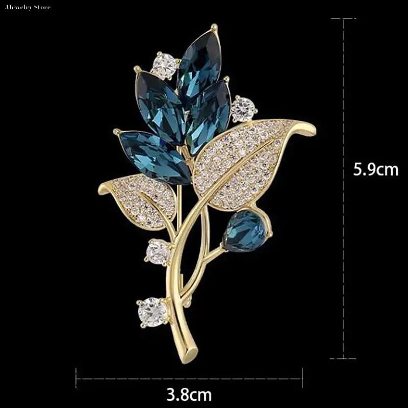 Plant Series Crystal Brooches Women Clothing Coat Jewelry Party Accessories