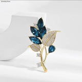 Plant Series Crystal Brooches Women Clothing Coat Jewelry Party Accessories