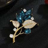 Plant Series Crystal Brooches Women Clothing Coat Jewelry Party Accessories