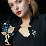 Plant Series Crystal Brooches Women Clothing Coat Jewelry Party Accessories