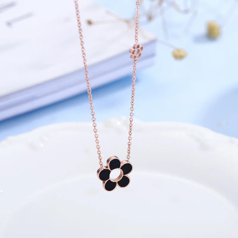 Plum Blossom Titanium Steel Pendant Necklace for Women