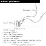 925 Silver Cup Pendant Choker Necklace for Women