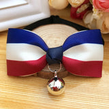 Pet Cat Dog Bow Necklace Collar Plaid Striped Bell Polyester
