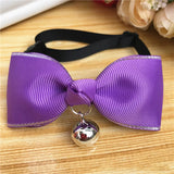 Pet Cat Dog Bow Necklace Collar Plaid Striped Bell Polyester