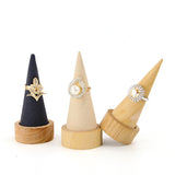 Wood Jewelry Ring Display Holder Triangle Cone Jewellery Storage Gift Stand