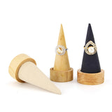 Wood Jewelry Ring Display Holder Triangle Cone Jewellery Storage Gift Stand