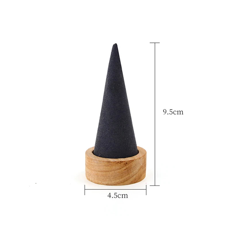 Wood Jewelry Ring Display Holder Triangle Cone Jewellery Storage Gift Stand