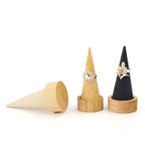 Wood Jewelry Ring Display Holder Triangle Cone Jewellery Storage Gift Stand