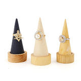 Wood Jewelry Ring Display Holder Triangle Cone Jewellery Storage Gift Stand