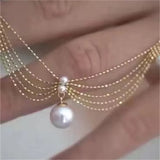 Palace Wind Wave pearl Fishtail Necklace Female Lace Collar Chain Pearl