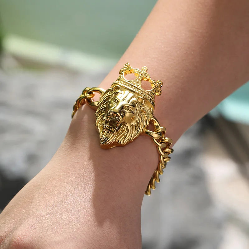 Steel Lion Bracelet Bangle for Women Men
