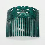 Wide Hair Combs Turtle Flower Carved Shell Combs For Ladies