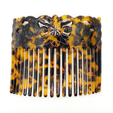 Wide Hair Combs Turtle Flower Carved Shell Combs For Ladies