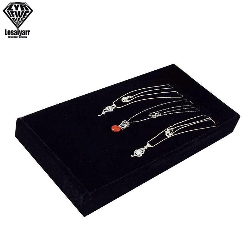 Portable Velvet Jewelry Necklace Display Tray for Pendant Chain