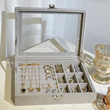 Portable Velvet Jewelry Ring Display Glass Tray Holder