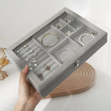 Portable Velvet Jewelry Display Organizer Box Tray Holder