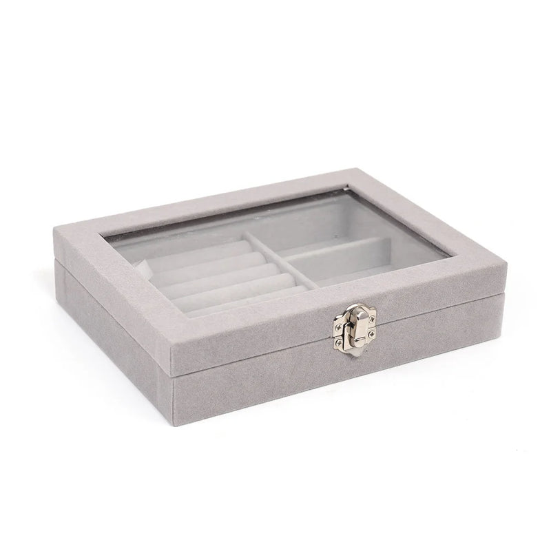 Portable Velvet Jewelry Display Organizer Box Tray Holder