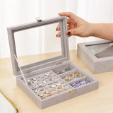 Portable Velvet Jewelry Display Organizer Box Tray Holder