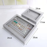 Portable Velvet Jewelry Ring Organizer Box Tray Holder Earring Storage
