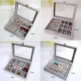 Portable Velvet Jewelry Ring Organizer Box Tray Holder Earring Storage