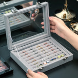 Portable Velvet Jewelry Ring Display Box Earring Storage Case Showcase