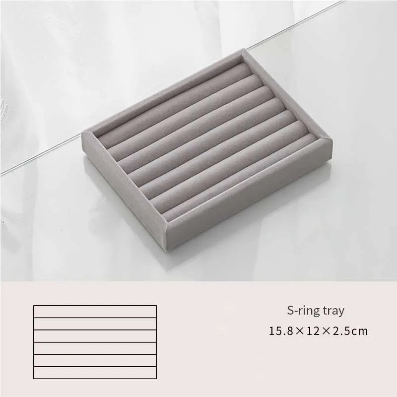 Portable Velvet Jewelry Ring Display Organizer Box Tray Holder