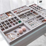 Portable Velvet Jewelry Ring Display Organizer Box Tray Holder