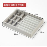 Portable Velvet Jewelry Ring Organizer Box Tray Holder Earring Storage