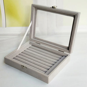 Velvet Jewelry Ring Display Box Earring Storage