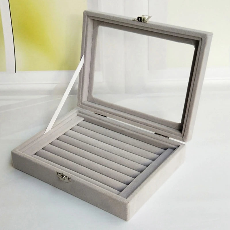 Velvet Jewelry Ring Display Box Earring Storage