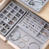 Portable Velvet Jewelry Storage Tray Ring Necklace Display Box