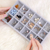 Portable Velvet Jewelry Storage Tray Ring Necklace Display Box