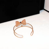 Bow Cuff Bracelet Simulation Pearl Open Bangles For Women