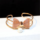 Bow Cuff Bracelet Simulation Pearl Open Bangles For Women