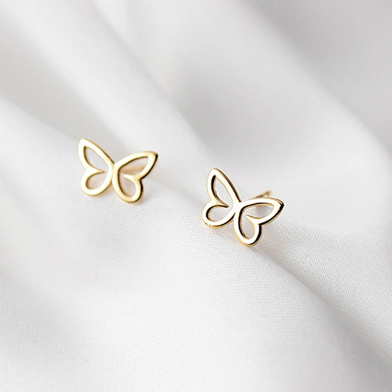 Silver Butterfly Stud Earrings for Women