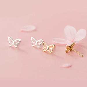 Silver Butterfly Stud Earrings for Women