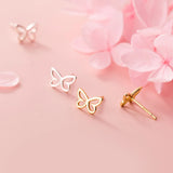 Silver Butterfly Stud Earrings for Women