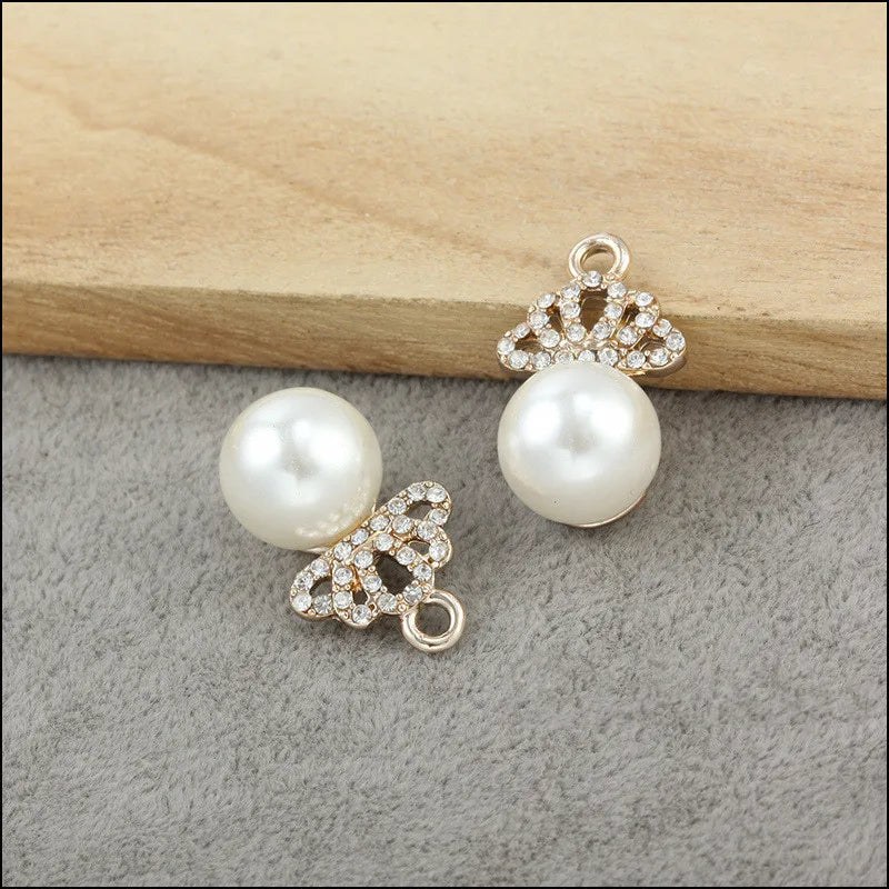 Rhinestone Crown Pearl Charms for DIY Jewelry, Necklace, Bracelet