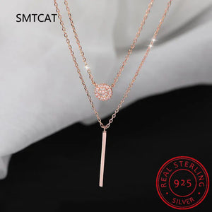 Princess Silver 925 Necklace Women Choker Accessories Rose Round Pendant Female